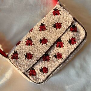 Handcrafted In India Ladybug Beaded Shoulder Bag Beaded Purse Pink